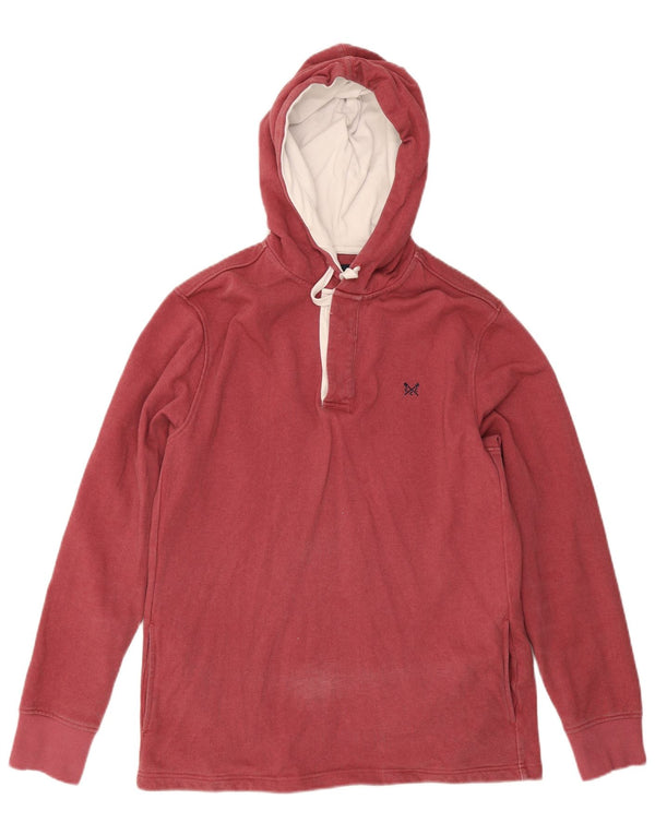 Crew Clothing Mens Zip Neck Hoodie Jumper Medium Burgundy Cotton