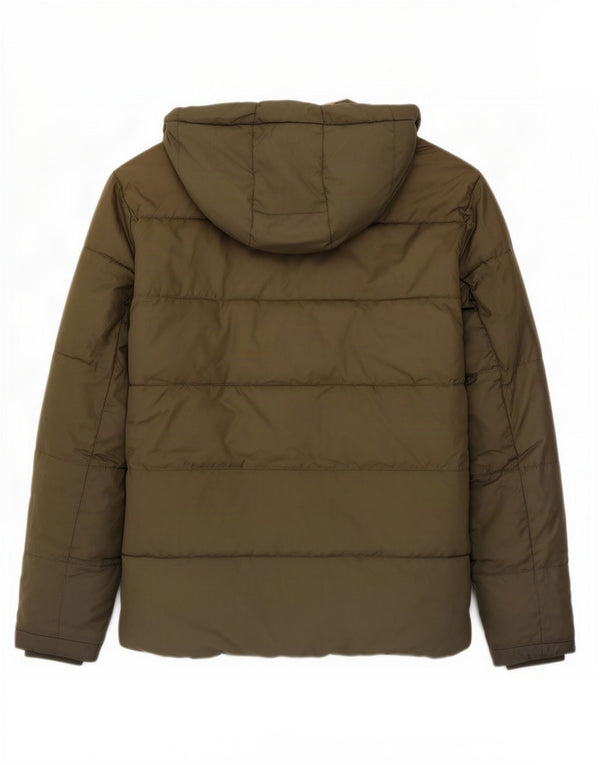 Jack & Jones Mens Hooded Padded Jacket UK 42 XL Khaki Polyester