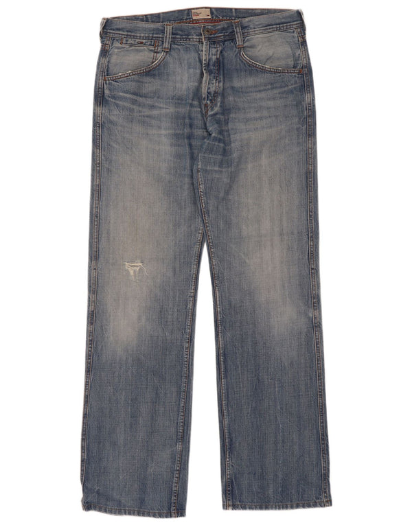 Tommy Hilfiger Mens Wyatt Distressed Straight Jeans W34 L36 Blue Cotton