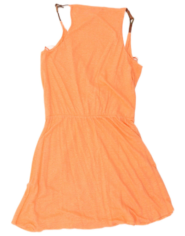 Massimo Dutti Dame Skede Kjole UK 12 Medium Orange Flecked Linen