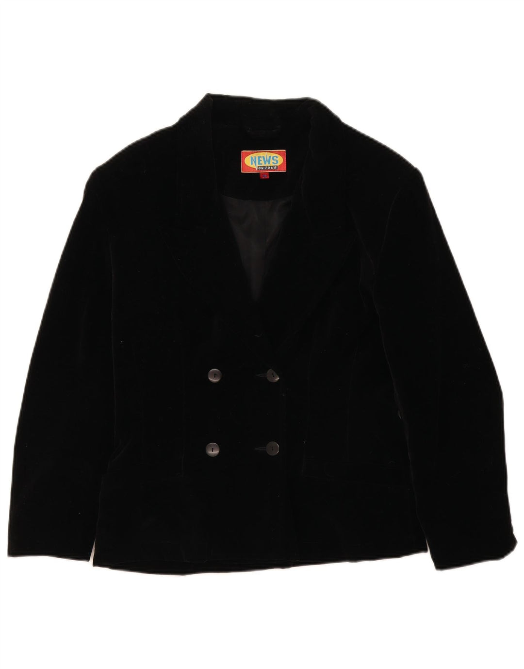 Vintage Womens Oversized Double Breasted Blazer Jacket EU 36 Small Black