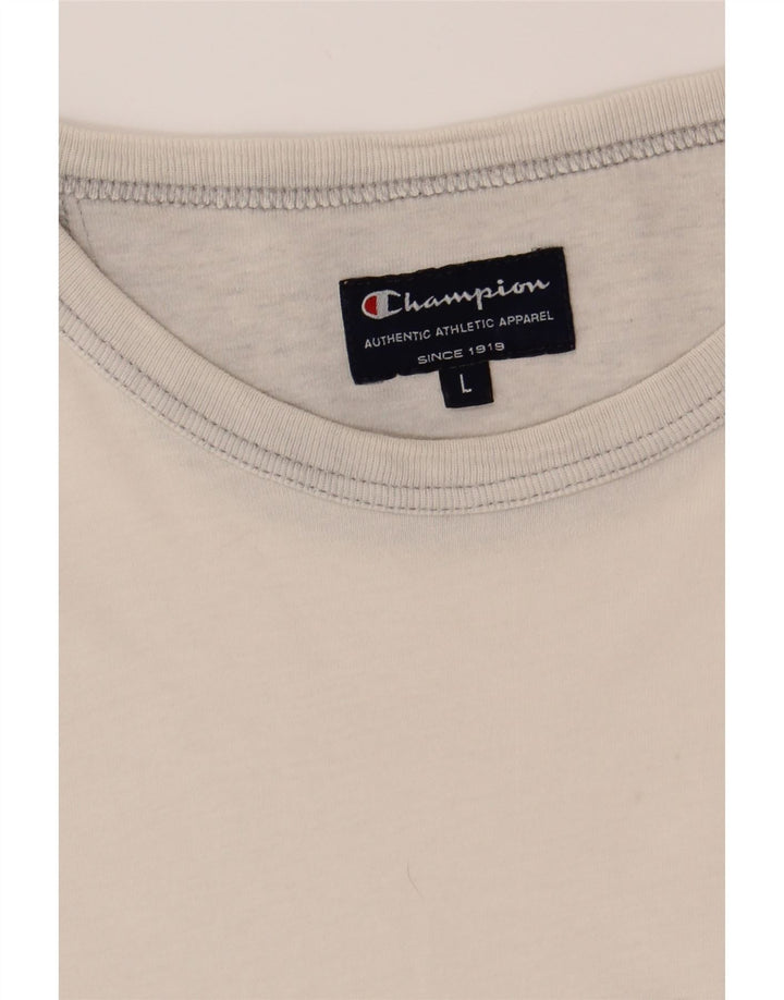 CHAMPION Mens Graphic T-Shirt Top Large White Cotton Vintage Champion and Second-Hand Champion from Messina Hembry 