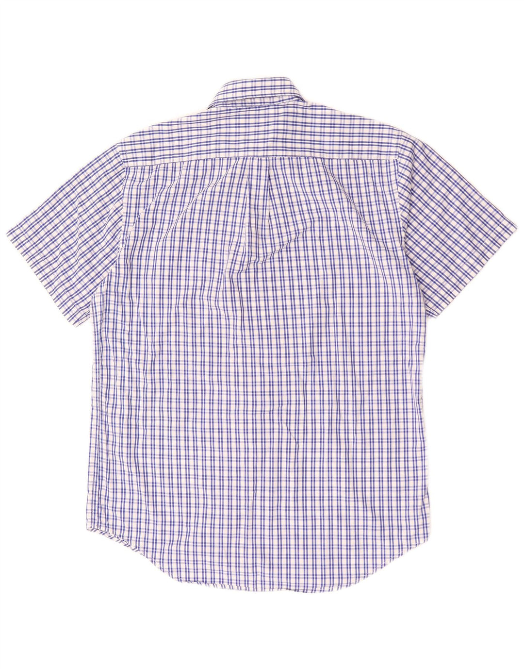 Dack's Mens Short Sleeve Classic Fit Shirt Medium Blue Check Cotton