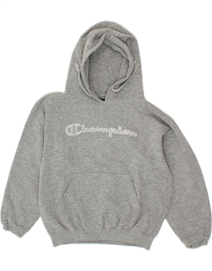CHAMPION Girls Graphic Hoodie Jumper 9-10 Years Grey Cotton Vintage Champion and Second-Hand Champion from Messina Hembry 