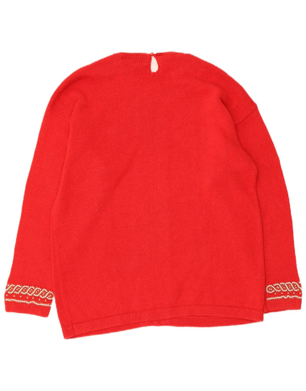 Maglione maglione con scollo a barca da donna Victoria Harbour UK 14 Ramie rosso medio