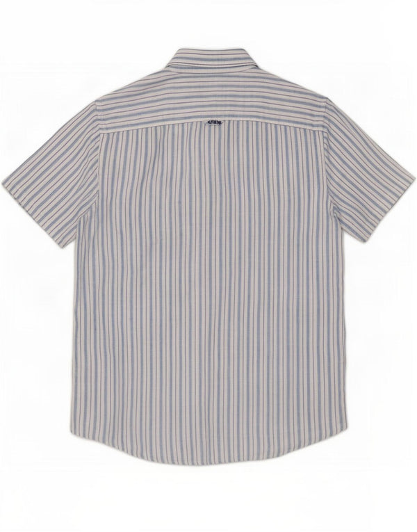 Crew Clothing Chemise à manches courtes pour femme UK 18 XL Lin rayé bleu