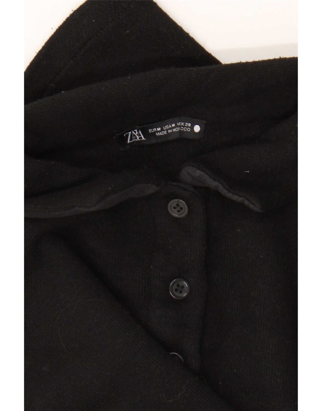 Zara Womens Crop Polo Shirt UK 14 Medium Black