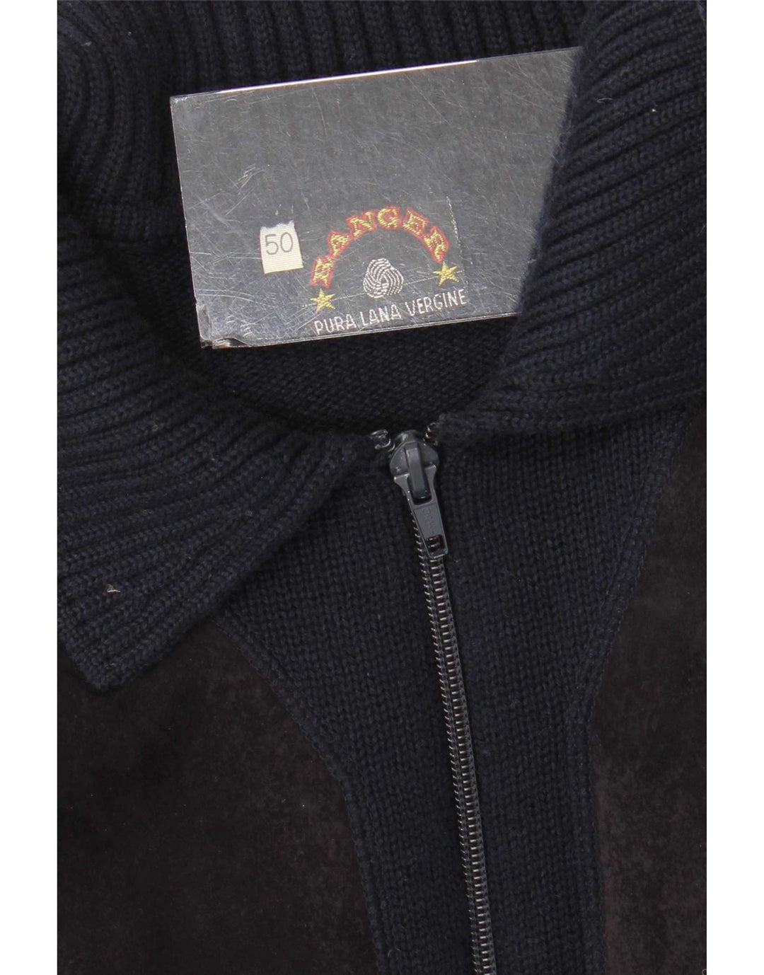 Ranger Mens Cardigan Sweater IT 50 Medium Navy Blue Colourblock Virgin Wool
