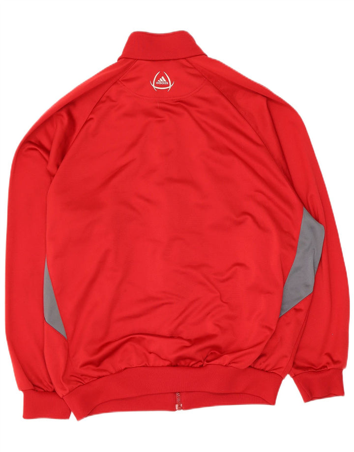 Adidas Mens Tracksuit Top Jacket UK 44/46 Large Red Colourblock Polyester