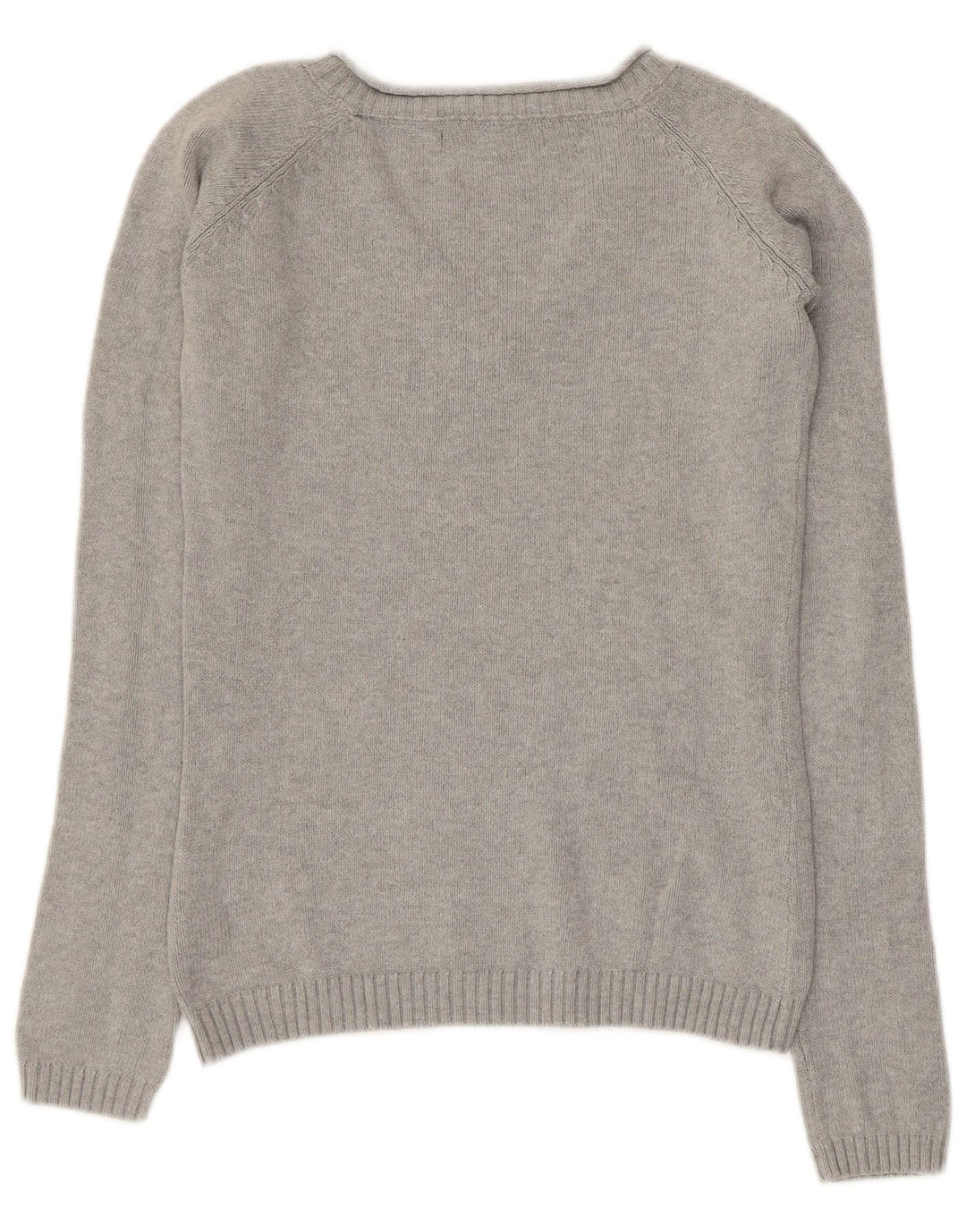 Maglione ZARA da donna con scollo a V UK 12 Cotone grigio medio