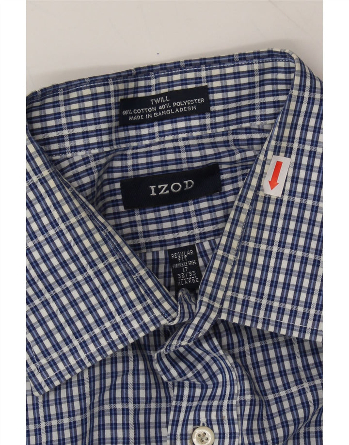 IZOD Mens Regular Fit Shirt Size 17 XL Navy Blue Check Cotton Vintage Izod and Second-Hand Izod from Messina Hembry 