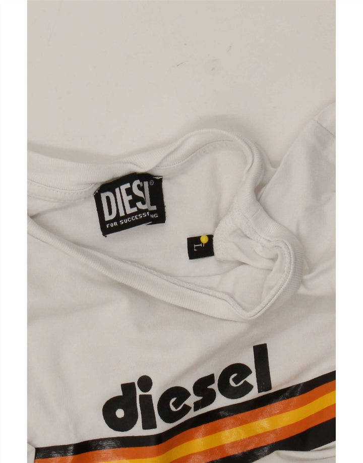 Diesel Womens Graphic T-Shirt Top UK 14 Large White