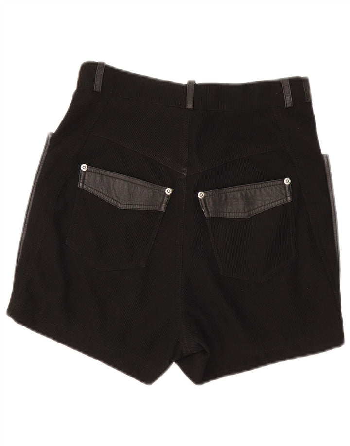 Vintage Womens Leather Shorts UK 10 Small W26 Black Leather
