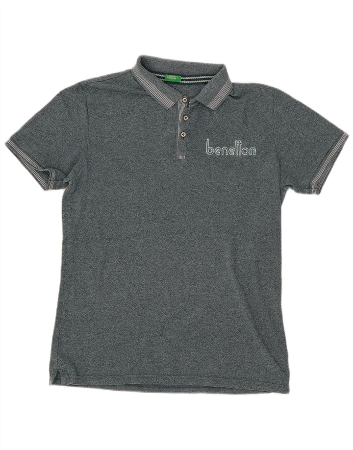 Benetton Mens Graphic Polo Shirt Medium Green Flecked