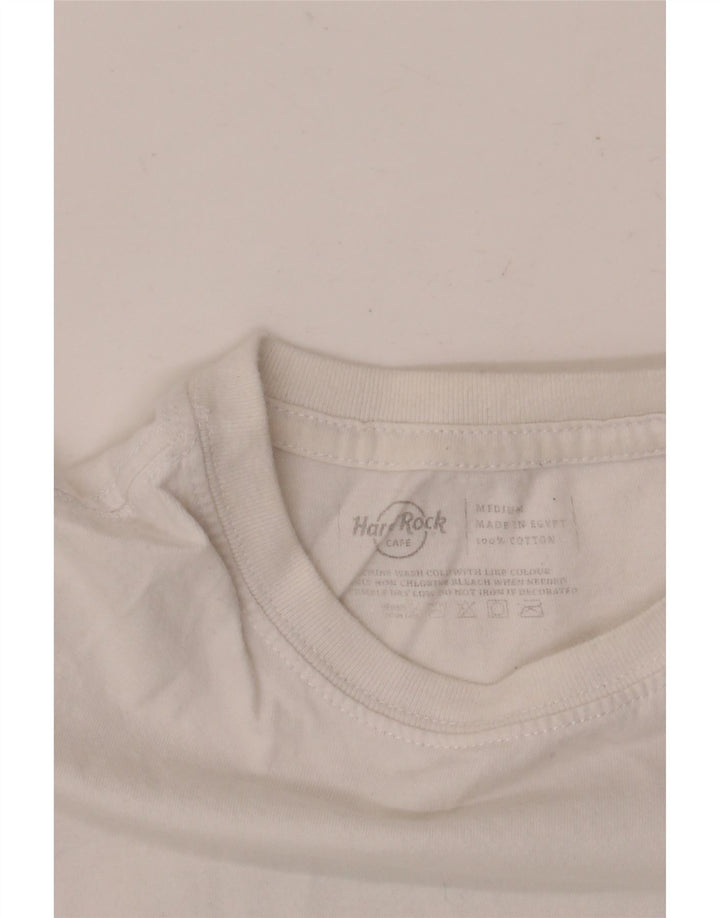Hard Rock Cafe Mens Cairo Graphic T-Shirt Top Medium White Cotton