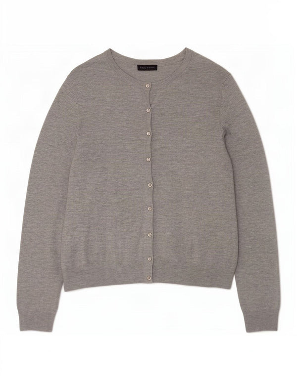 Maglione cardigan da donna Marks & Spencer UK 14 Grande viscosa screziata grigia