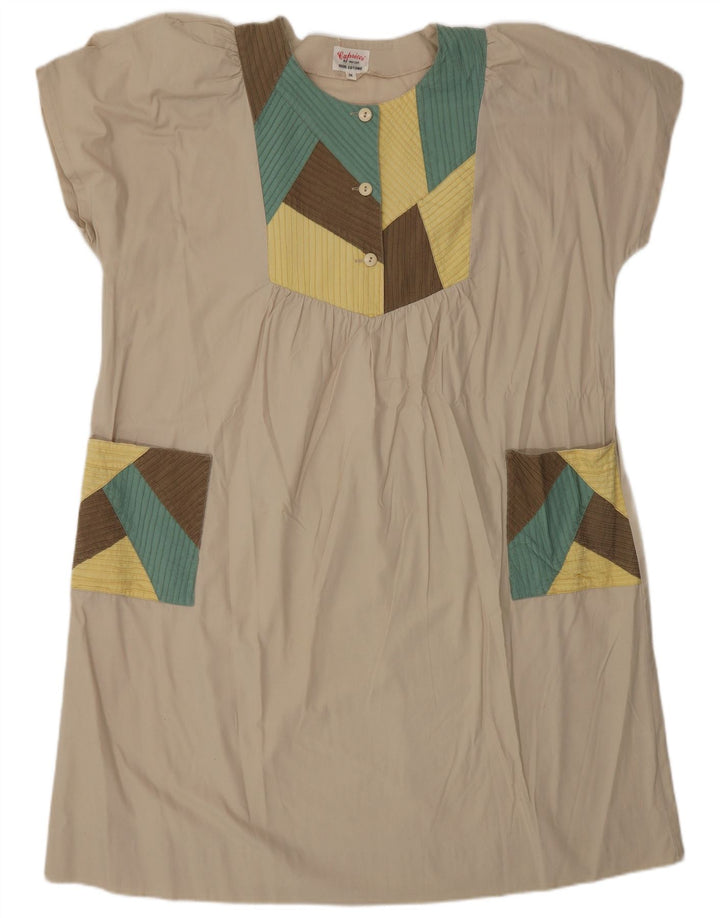 Capricci By Marcell Womens Tent Dress UK 14 Medium Beige Patchwork Cotton