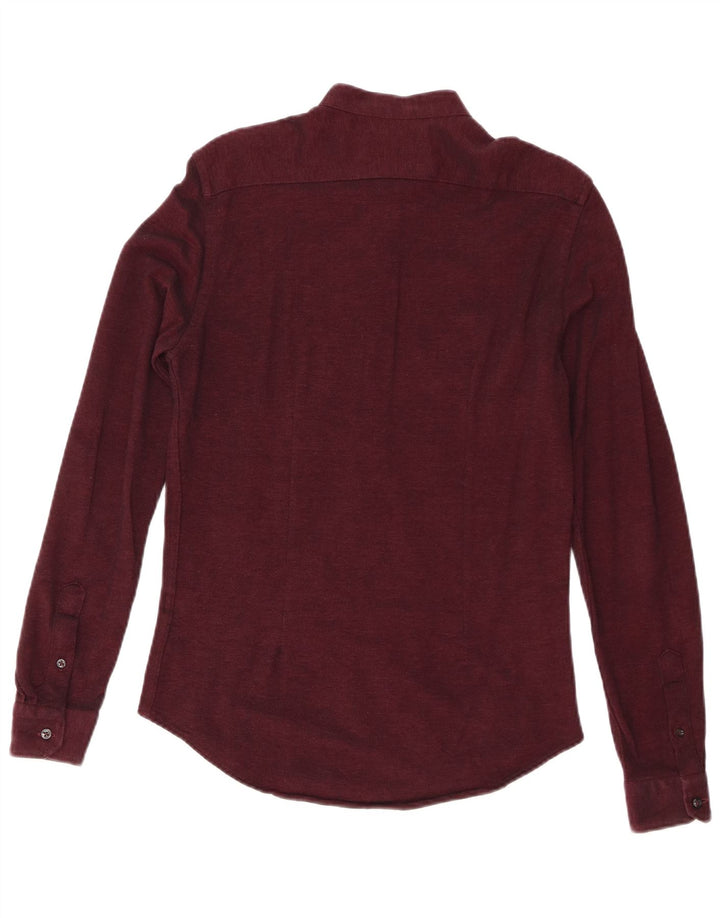 Zara Mens Slim Fit Shirt Small Maroon