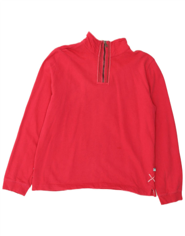 White Stuff Womens Zip Neck Sweatshirt Jumper UK 12 Medium Pink Bomuld