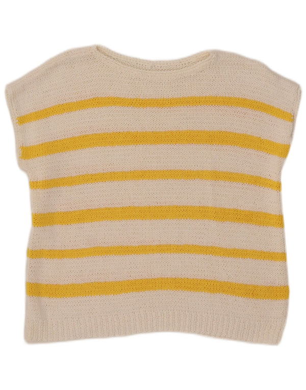 Vintage Womens Boat Neck Jumper Sweater UK 16 Large White Striped