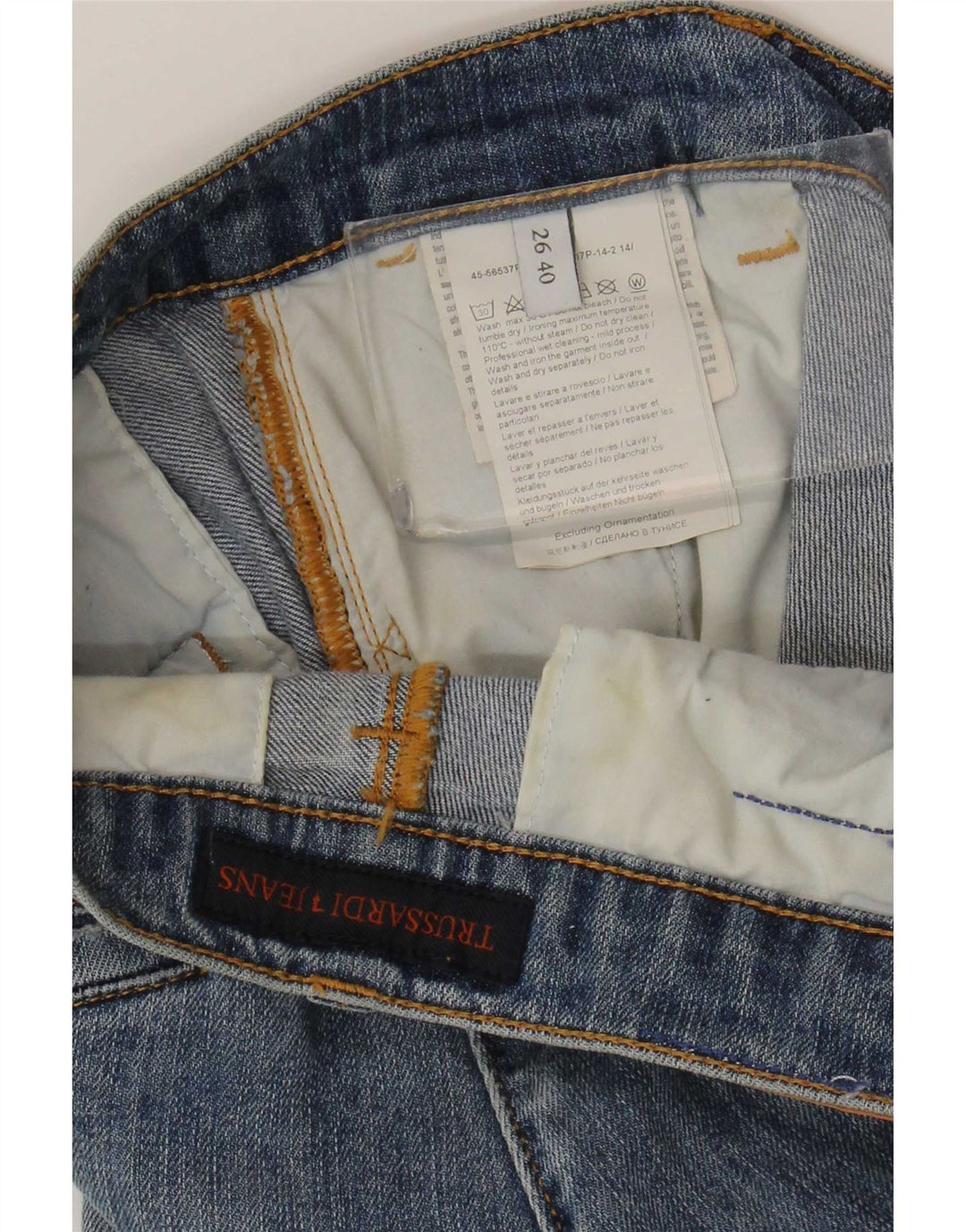 Trussardi Womens Distressed Slim Jeans W26 L31 Blue Polyester