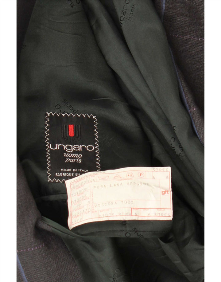 Jaqueta blazer masculina Ungaro com peito duplo IT 50 listra cinza grande