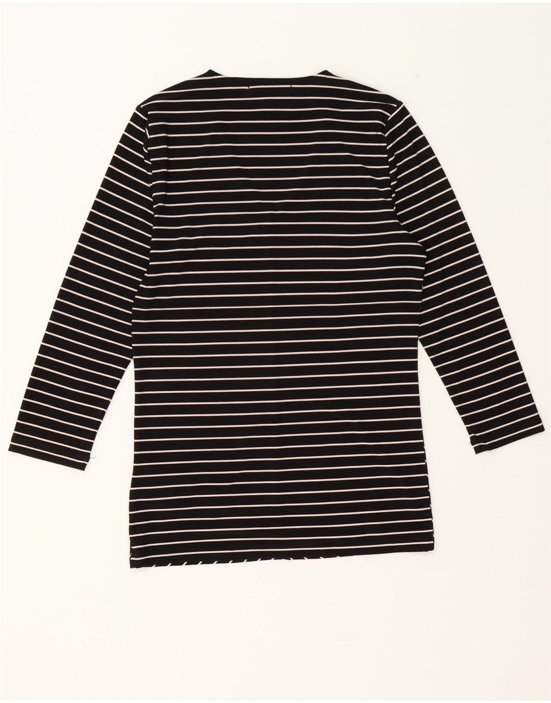 RALPH LAUREN Womens Top 3/4 Sleeve UK 10 Small Black Striped Polyester Vintage Ralph Lauren and Second-Hand Ralph Lauren from Messina Hembry 