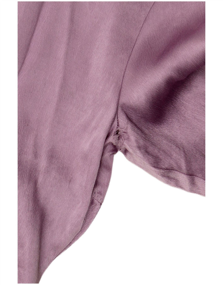 Zara Womens Crop Long Sleeve Blouse Top UK 12 Medium Purple