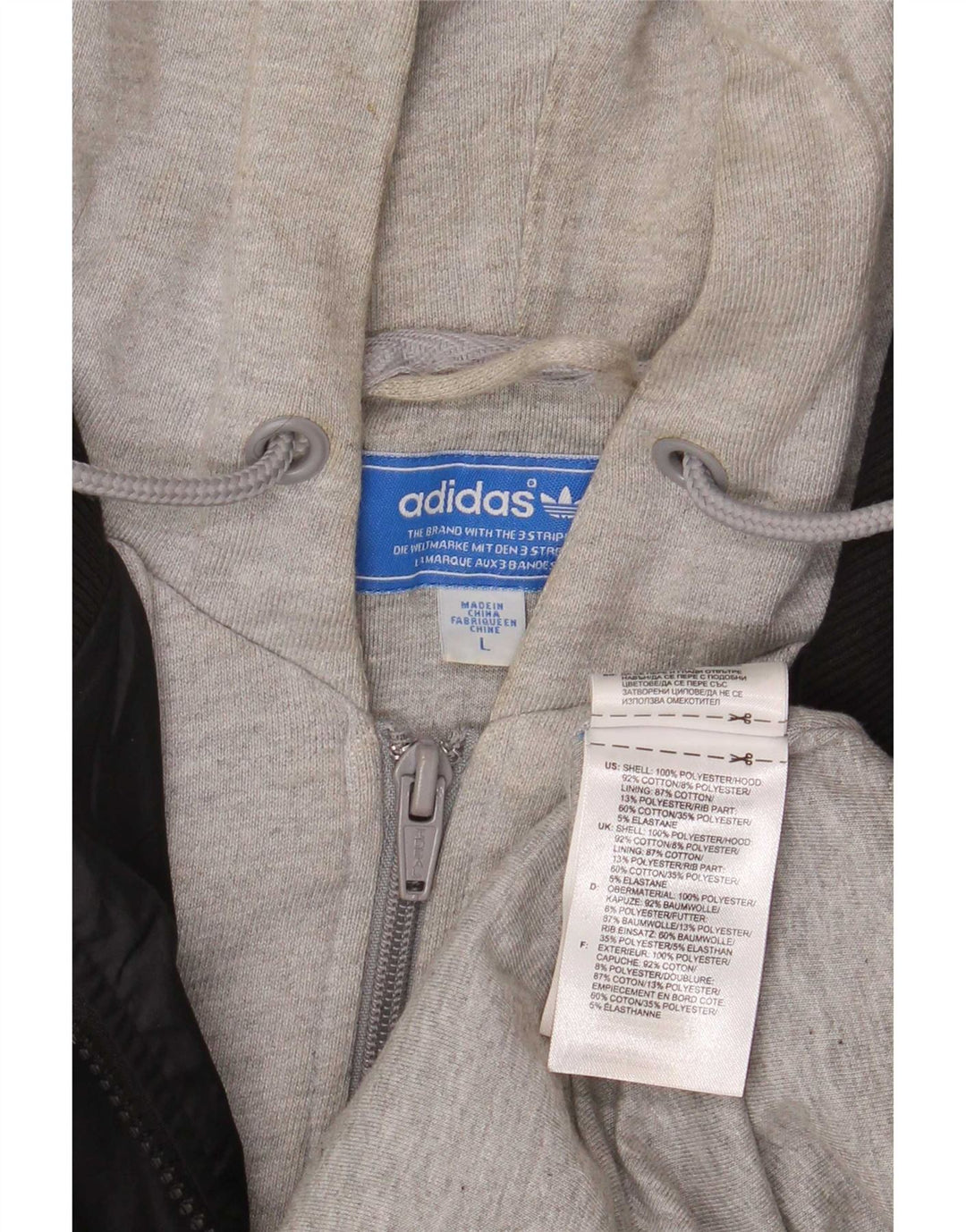 Adidas Mens Hooded Bomber Jacket UK 40 Large Black Colourblock Polyester
