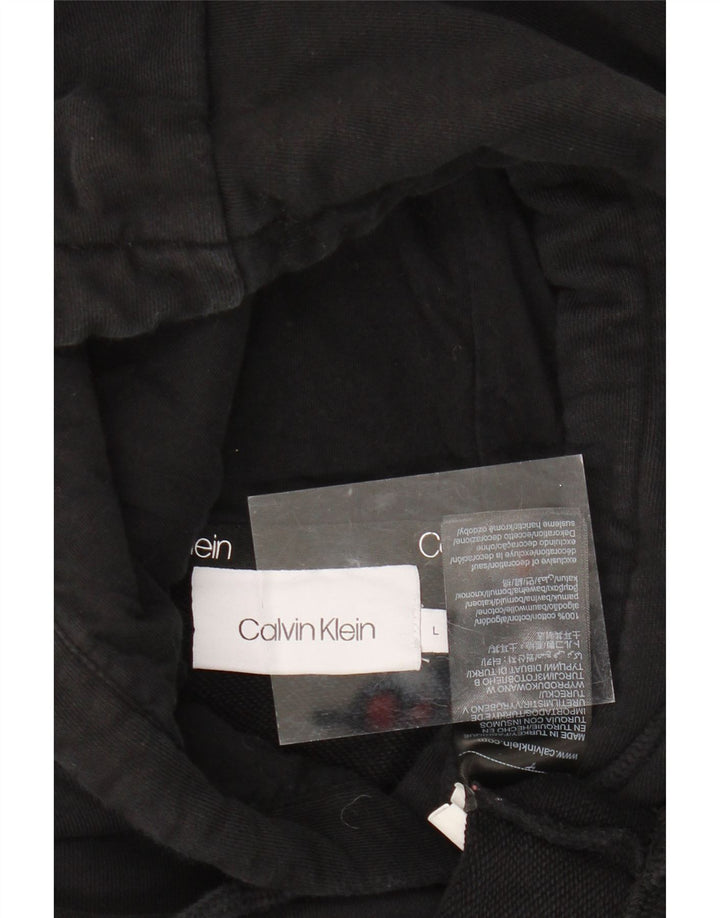 CALVIN KLEIN Mens Graphic Hoodie Jumper Large Black Cotton Vintage Calvin Klein and Second-Hand Calvin Klein from Messina Hembry 
