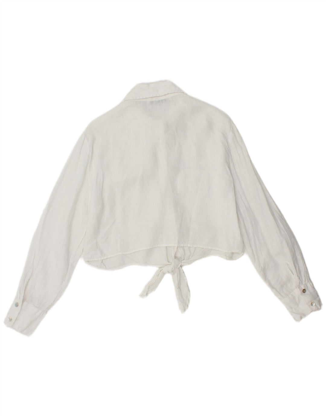 ZARA Womens Crop Front Tie Shirt Blouse UK 10 Small White