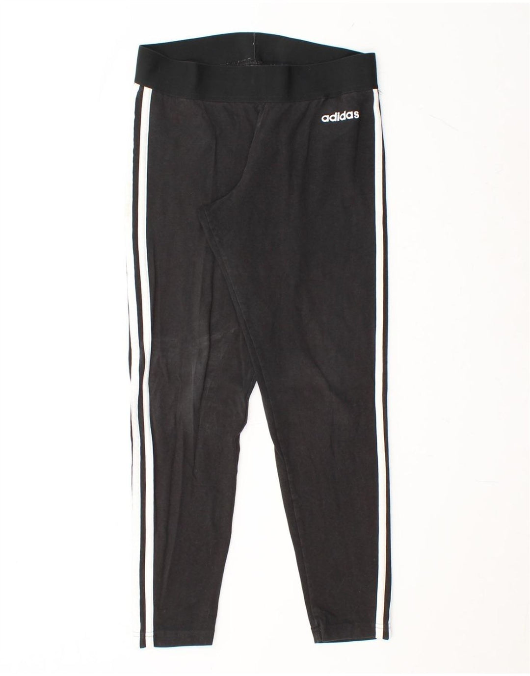ADIDAS Womens Leggings UK 12/14 Medium  Black Cotton