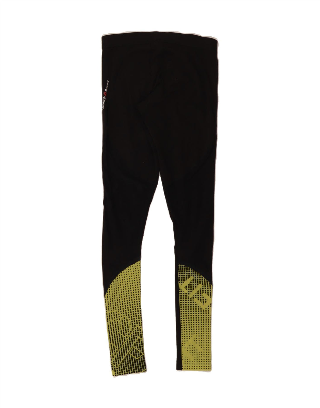 REEBOK Womens Graphic Leggings UK 8/10 Small Black Colourblock Vintage Reebok and Second-Hand Reebok from Messina Hembry 