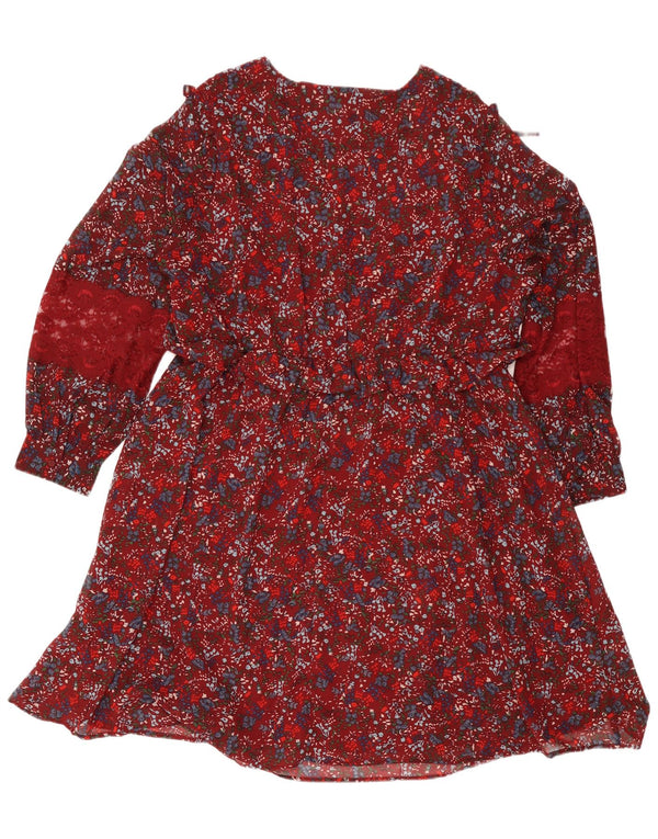 Joe Browns Womens Long Sleeve Tiered Dress UK 20 2XL Burgundy Floral