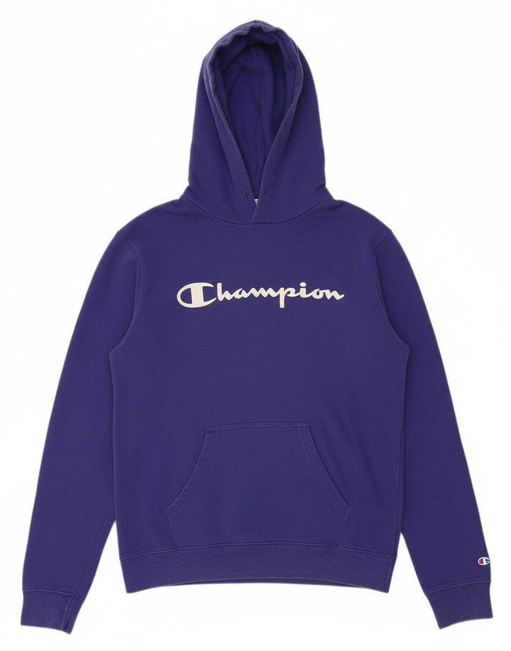 CHAMPION Suéter com capuz gráfico masculino pequeno roxo