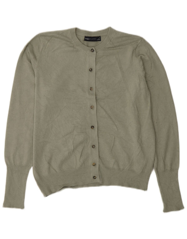 Maglione cardigan corto da donna Marks & Spencer UK 14 grande viscosa verde