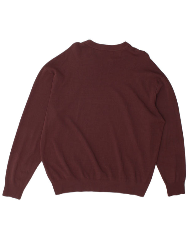 Zara Herren-Pullover mit Rundhalsausschnitt, XL, Burgunderrot, Viskose