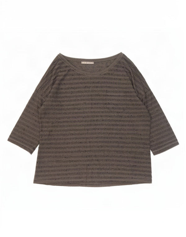 Top Zara da donna con maniche a 3/4 UK 20 2XL Poliestere a righe grigie