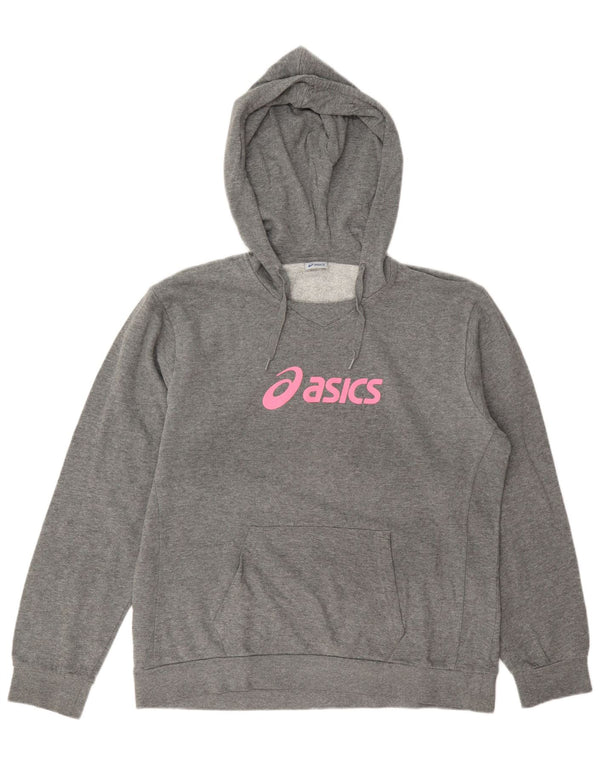 Asics Damen Graphic Hoodie Pullover UK 20 2XL Graue Baumwolle