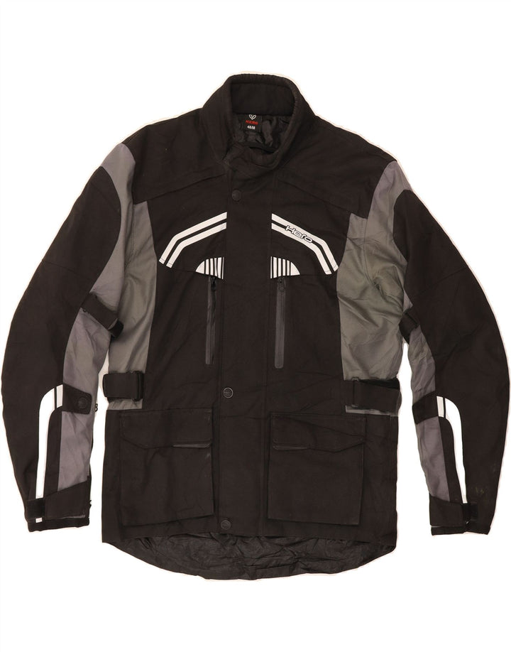 VINTAGE Mens Moto Racer Windbreaker Jacket IT 48 Medium Black Colourblock Vintage Vintage and Second-Hand Vintage from Messina Hembry 