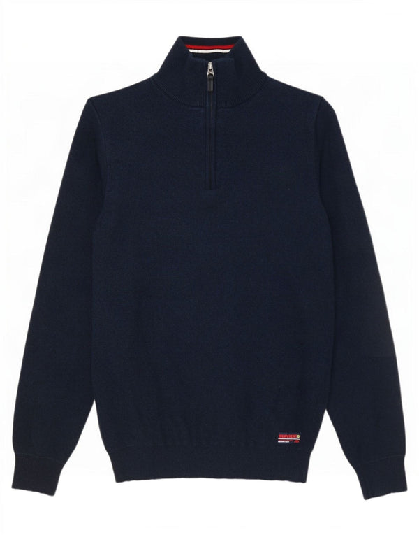 Superdry Sweater med lynlås til mænd, lille marineblå bomuld