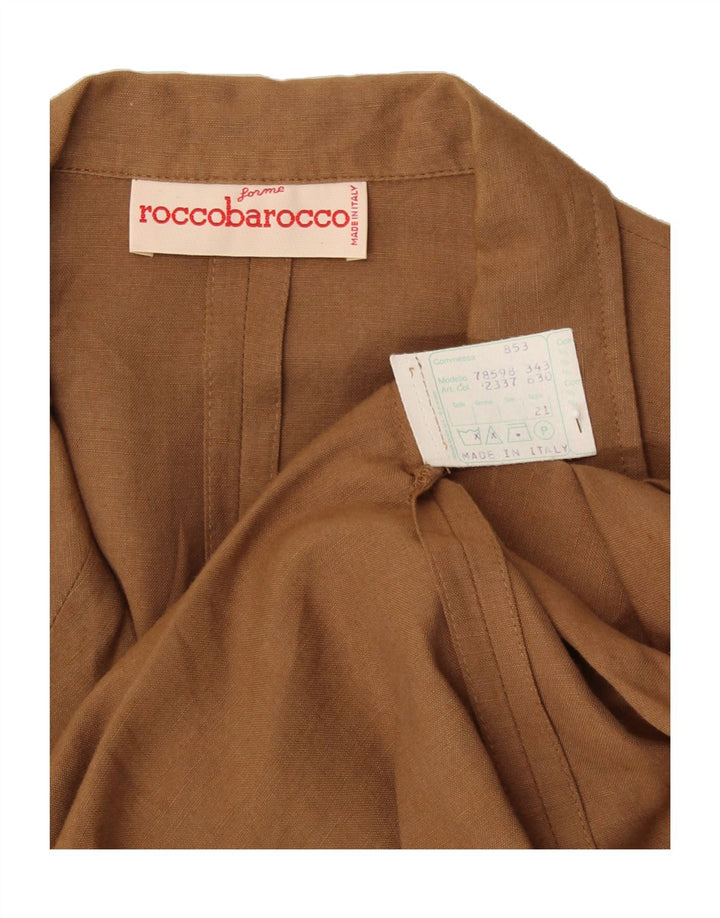 ROCCOBAROCCO Womens 3 Button Short Sleeve Blazer Jacket UK 18 XL Brown Vintage Roccobarocco and Second-Hand Roccobarocco from Messina Hembry 