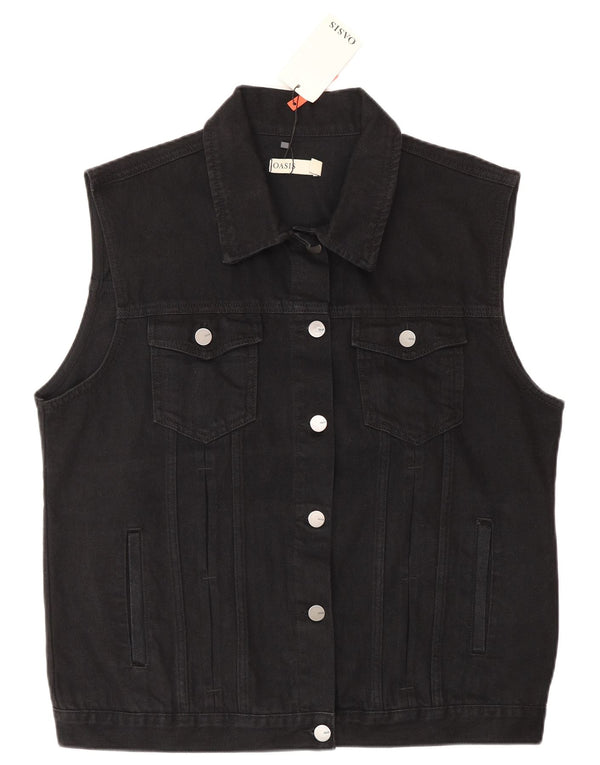 Oasis Dame Denim Gilet UK 16 Large Black Bomuld
