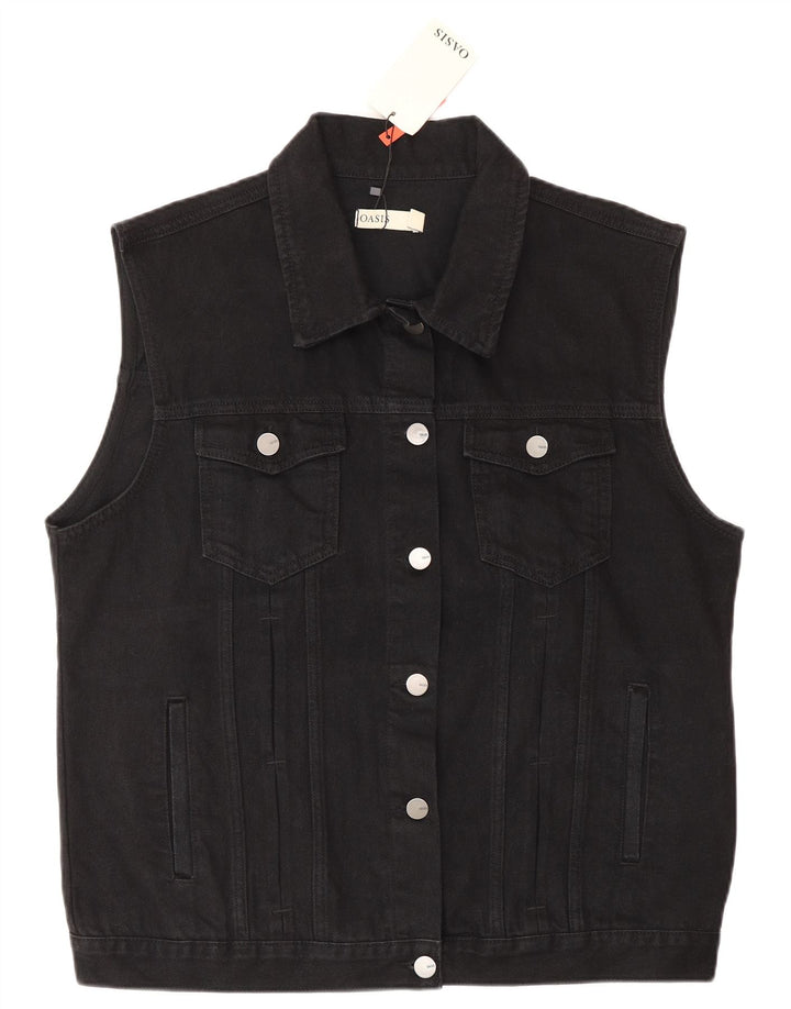 Oasis Womens Denim Gilet UK 16 Large Black Cotton