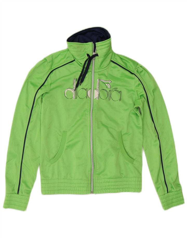 Diadora Boys Graphic Tracksuit Top Jacket 11-12 Years XL Green Polyester