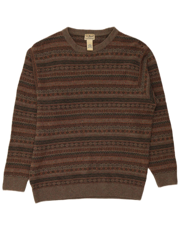 Ανδρικό πουλόβερ L.L.Bean Boat Neck Jumper Medium Khaki Fair Isle Lambswool