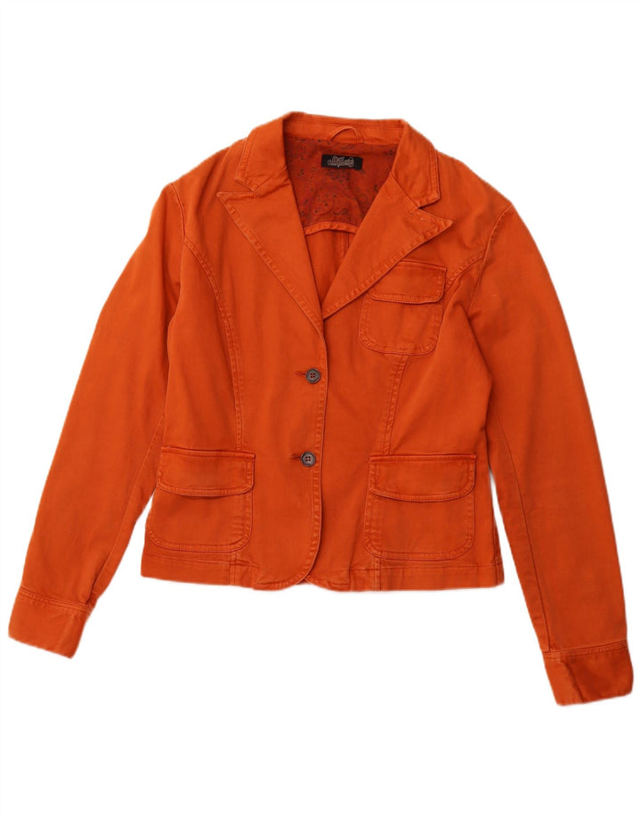 BEST COMPANY Womens 2 Button Blazer Jacket UK 14 Large Orange Cotton