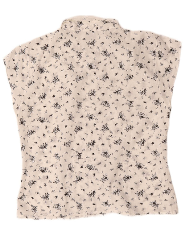 Bluză cămașă cu mânecă scurtă pentru femei vintage UK 14 Medium White Floral