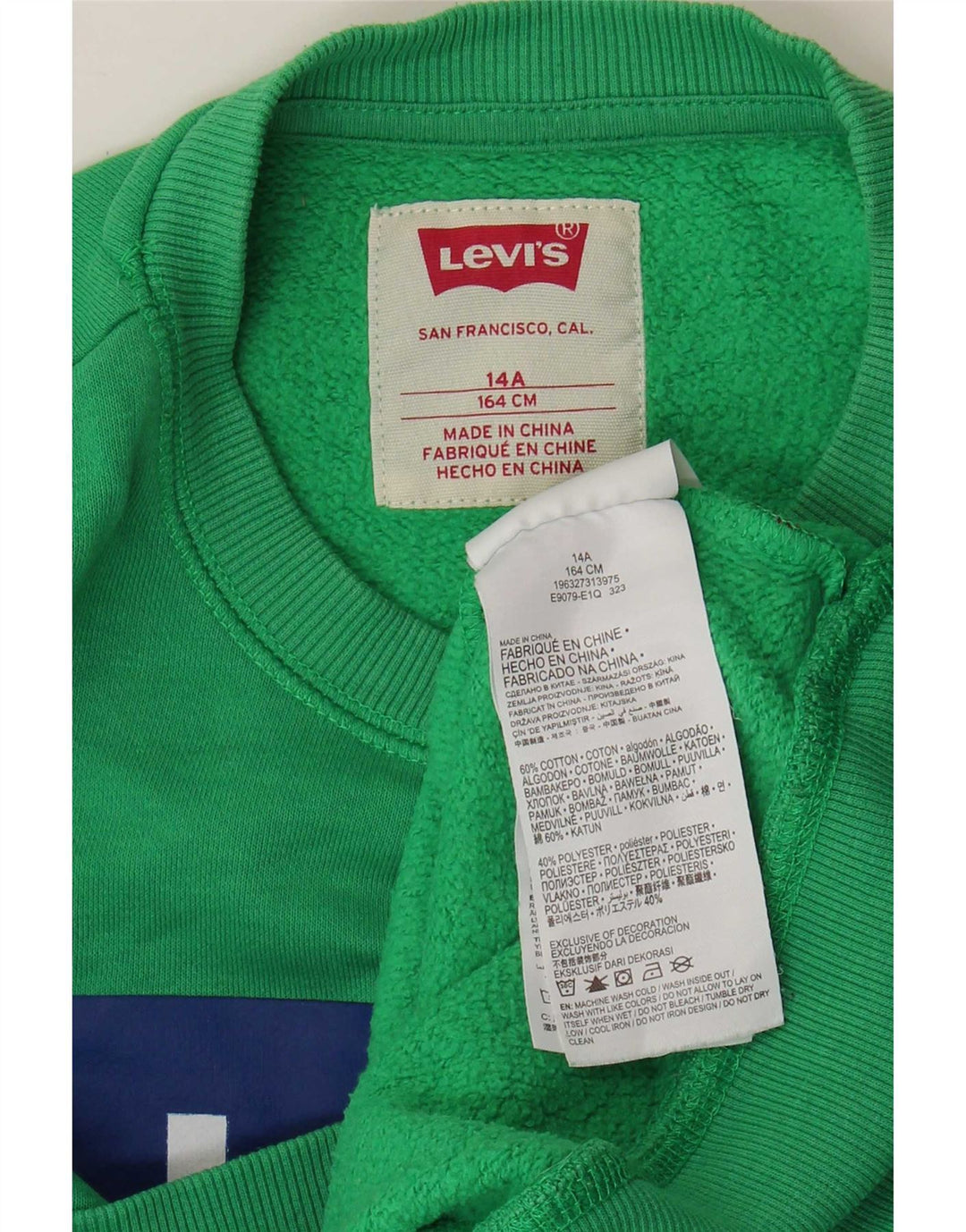 Levi's Boys Graphic Sweatshirt Jumper 13-14 Years Green Cotton