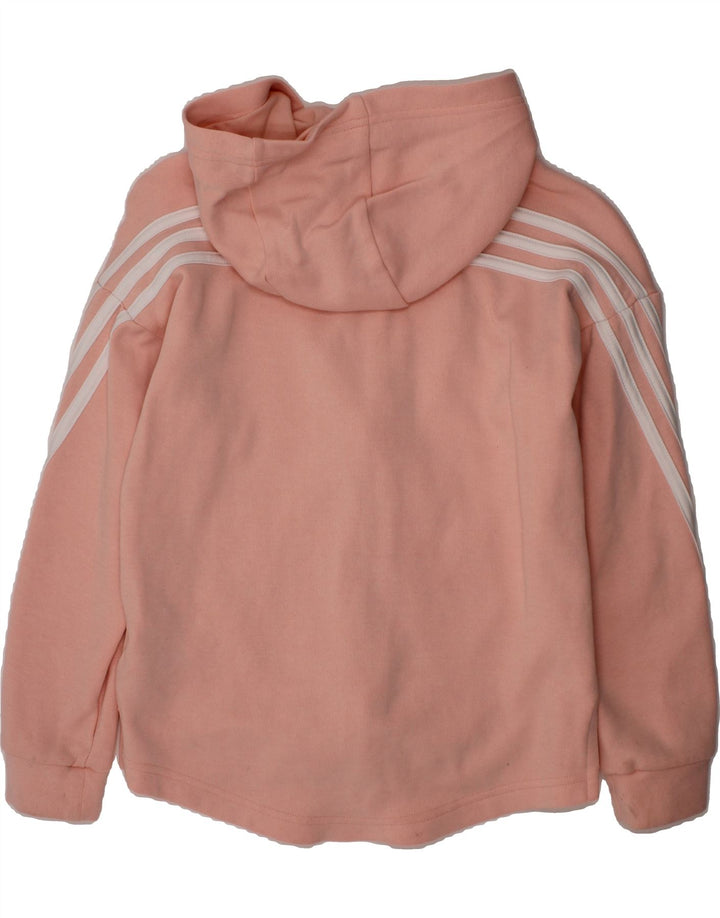 ADIDAS Girls Zip Hoodie Sweater 9-10 Years Pink Cotton Vintage Adidas and Second-Hand Adidas from Messina Hembry 